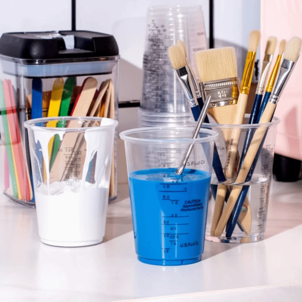 Disposable Disposable Measuring Cups Plastic With Stirring Sticks Plastic Mixing Cups Measuring Cups Stirring Sticks