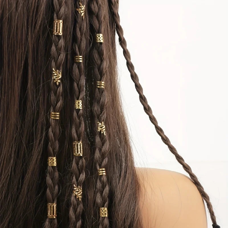 40pcs/Set Dreadlock Hair Rings Adjustable Cuffs Clip Hair Braids Dirty Braids Bead Hairpin Hair Accessories Headwear for Women G