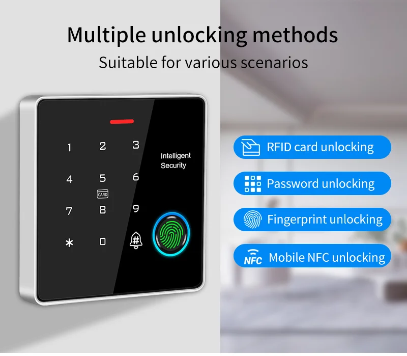 IP65 Standalone Fingerprint Access Controller 125kHz 13.56MHz Backlit Metal Keypad Light with Door Relay Lock (Commercial Grade)