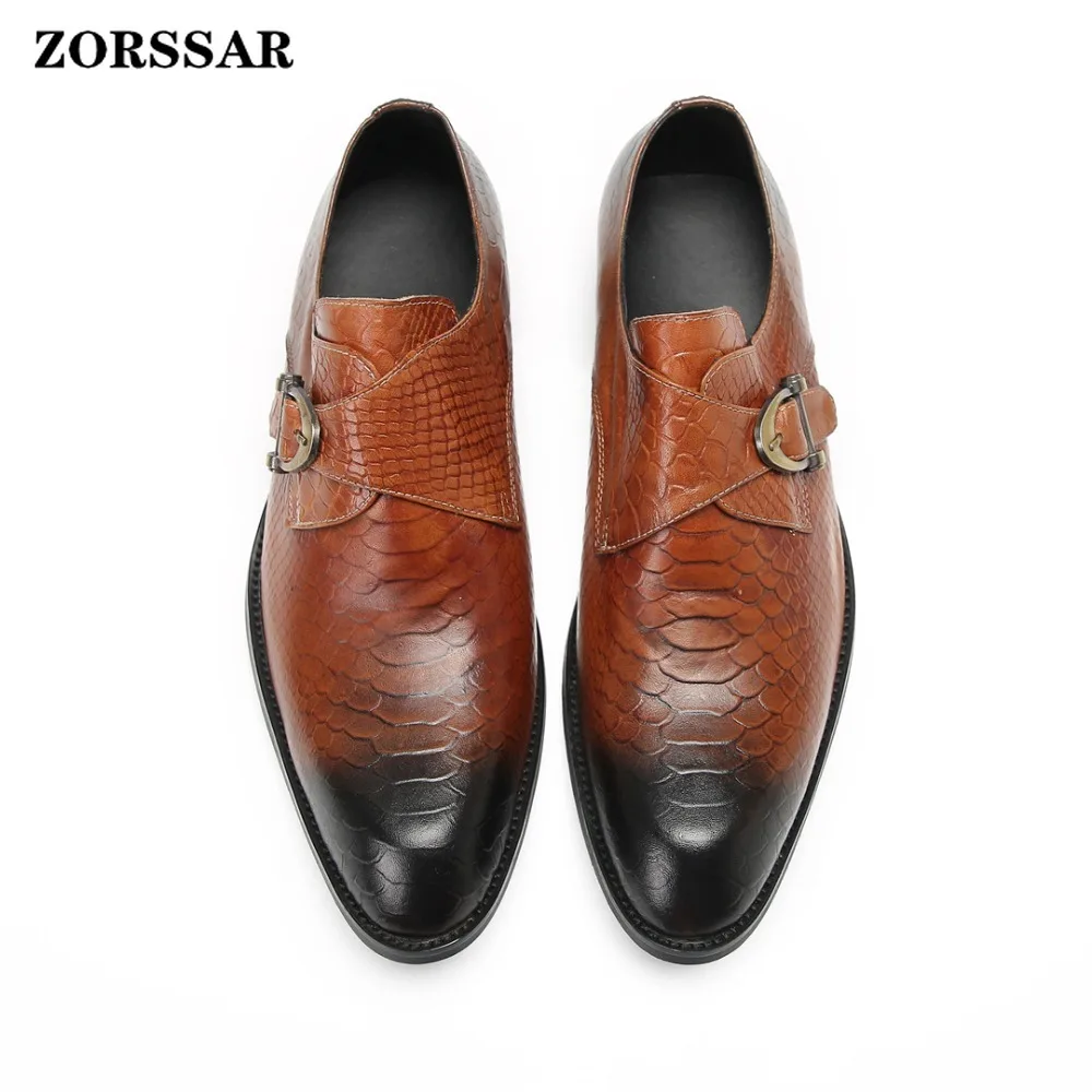 Men's Handmade Italian Style Genuine Leather Dress Shoes Pointed Toe Python Pattern Wedding Oxford Business Shoes
