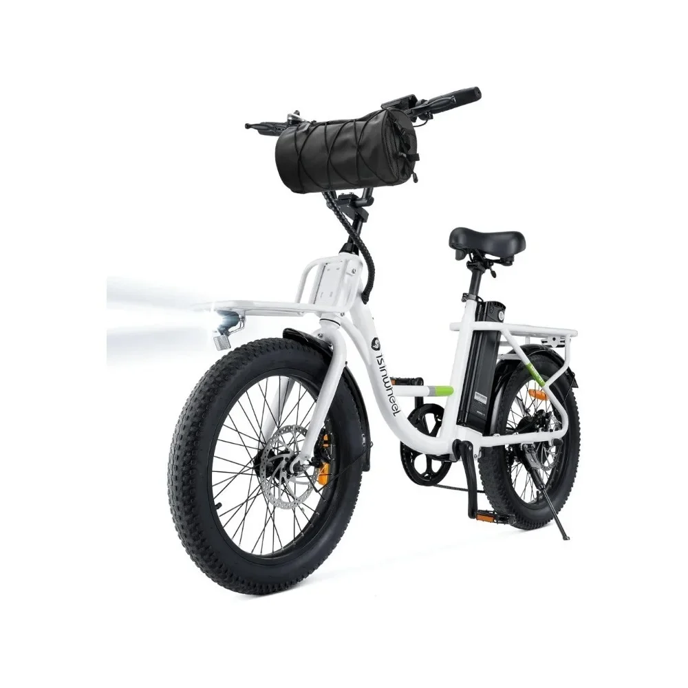 Electric Bike for Adults, 750W Peak 20 mph Cargo Ebike 55 Miles Range E Bike,7 Speed Gearshift, 20