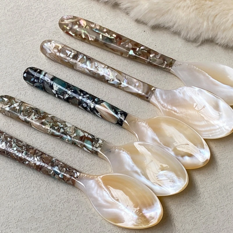 Natural Shell Spoon for Kitchen, Pearl Shell, Moonlight Snail, Commercial Western Spoon, Simple Household Exquisite Tableware