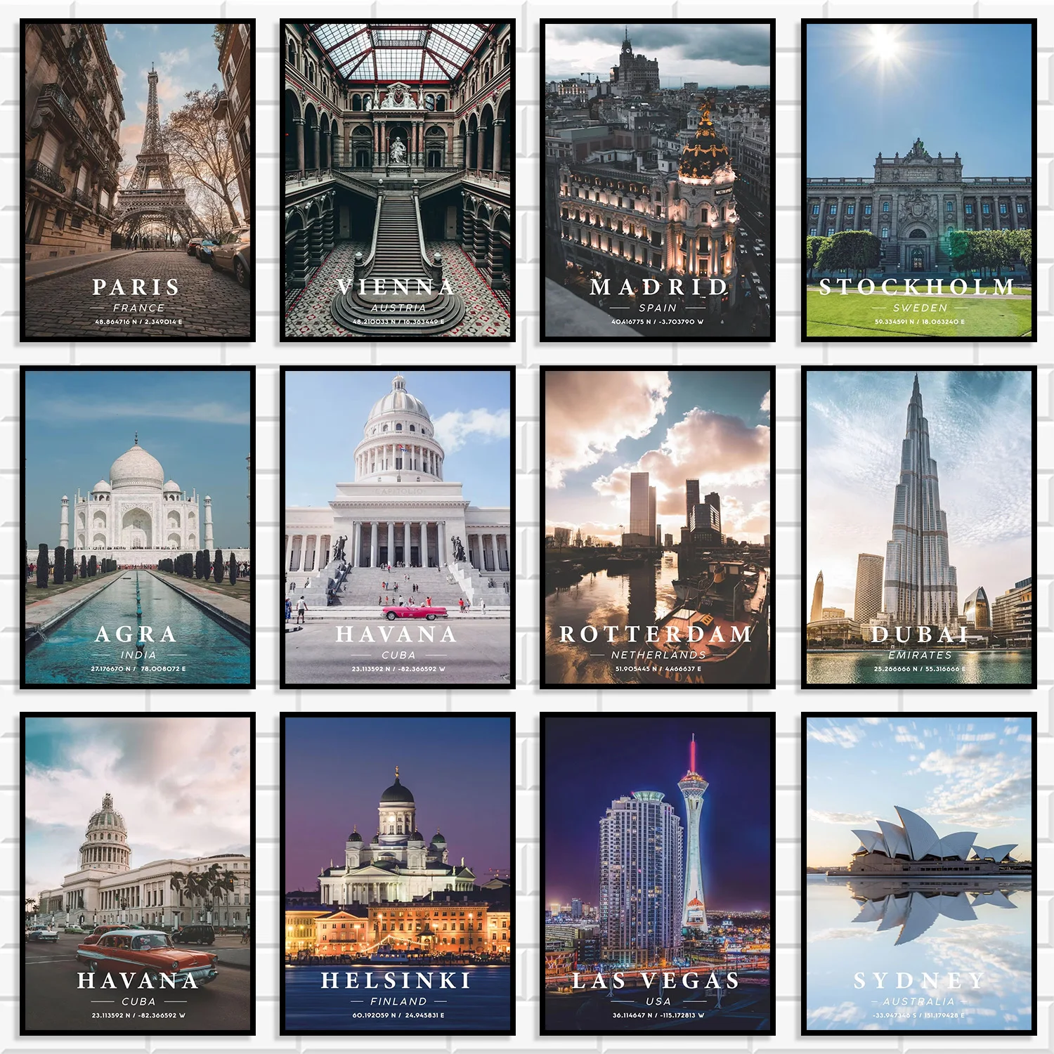 World Famous City Travel Canvas Wall Art Paris Cityscape Poster Global Landmark Photography Print Living Room Bedroom Home Decor
