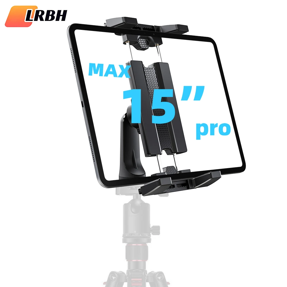 LRBH 360 °   Drehbarer Tablet-Stativadapter für die Autohalterung für 7"-15" iPad Pro/Mini/Air & 4"-7" faltbare Smartphones, passend für Stativ & Einbeinstativ