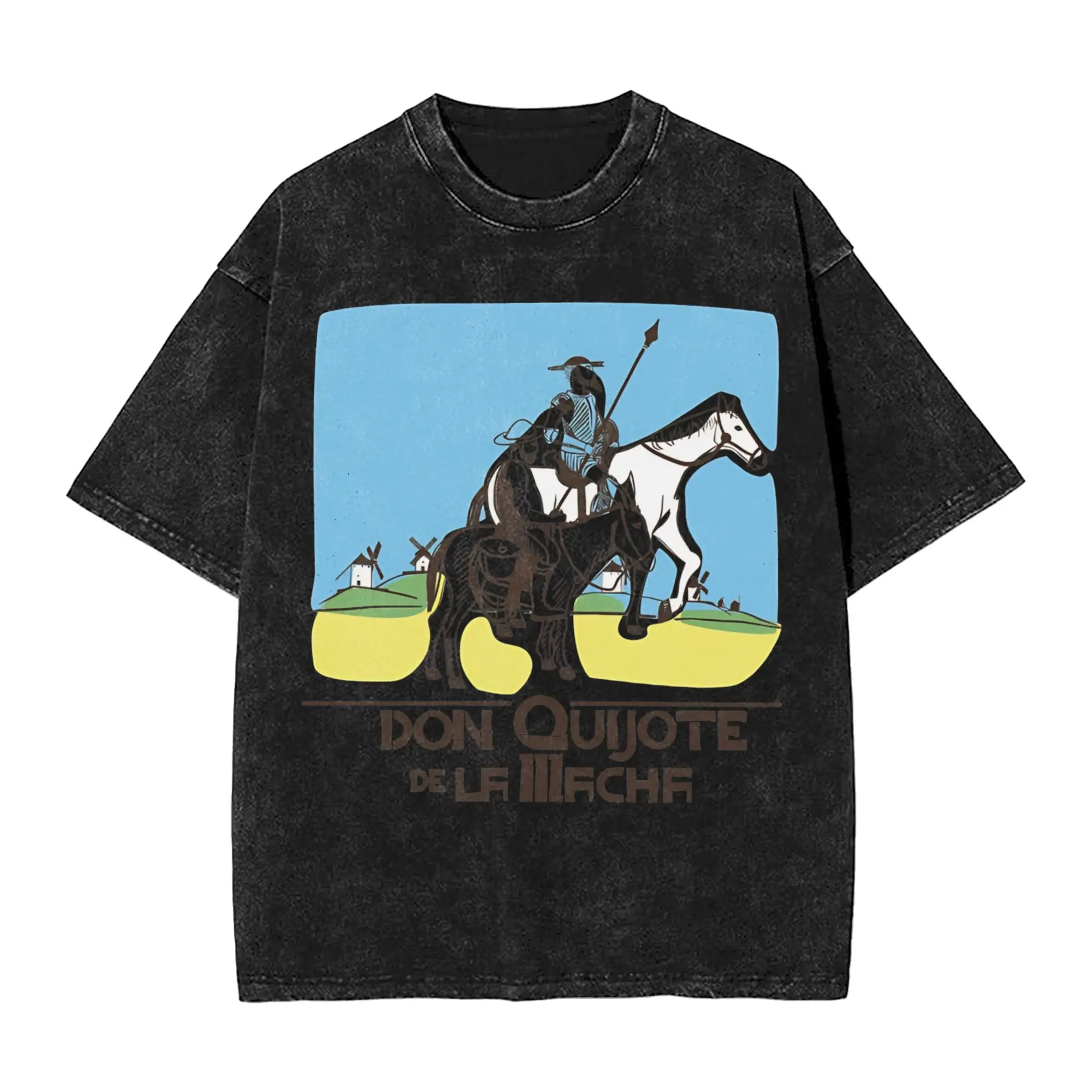 

Мужская и женская футболка Don Quijote de la Mancha, потертые футболки, популярные летние футболки Y2K, забавные дизайнерские хлопковые топы, новое поступление