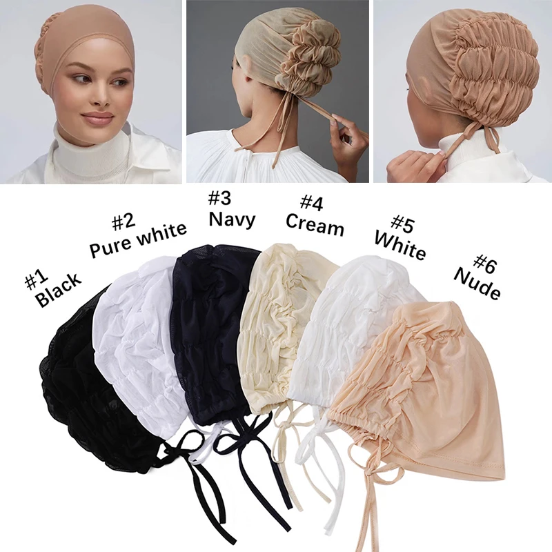 

New Soft Muslim Underscarf pleated Inner Hijab Caps Islam Turban cap Bonnet hat for Women Hijabs Hijab Caps Turbante Mujer