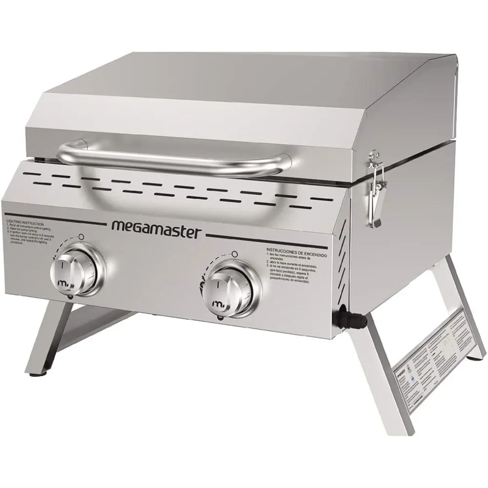 Premium Outdoor Cooking 2-Burner Grill, While Camping, Outdoor Kitchen, Patio Garden, Barbecue with Two Foldable