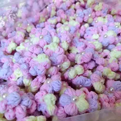 40Pcs Pearl Puff Gradient Color Block Cute Flowers For Cloth Ornaments Crochet Knitting Accessories For Bags Handmade Gift 2CM