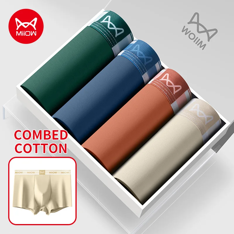 MiiOW Cotton Men\'s Panties Set Breathable Sports Men Underwear Boxers 7A Antibacterial Male Underpants Man Boxershorts Trunks