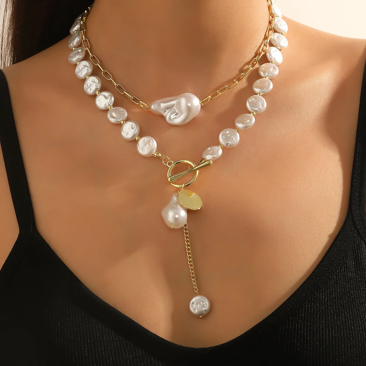 

Luxurious High-End Retro Pearl Necklace Best Selling Irregular Baroque Design Niche Accessory