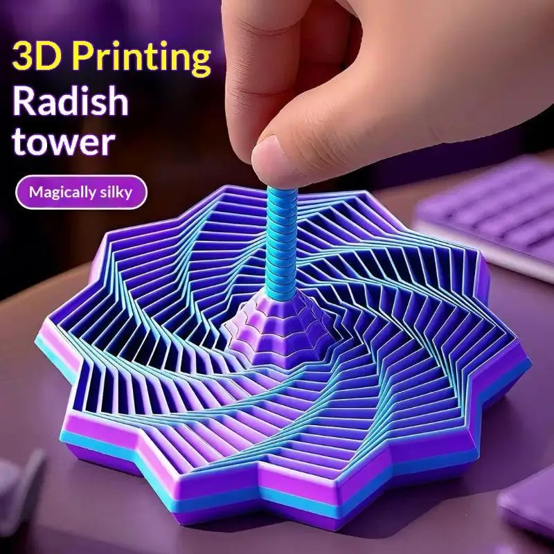 3D Printed Spiral Fidget Tower Smooth Rotation Stress Relief For Kids Adults Office Home Travel Relaxation Ecofriendly