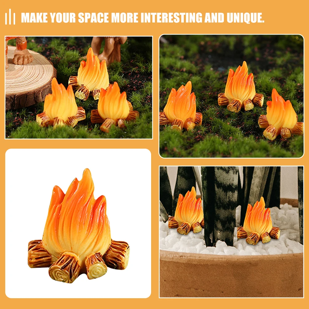 

8pcs Resin Fire Models Miniature Fake Campfire Bonfire Party Garden Bonsai Supplies Creative Handmade Accessories