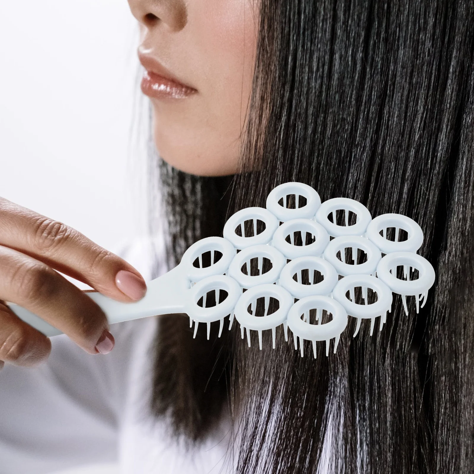 

Massage Comb Portable Detangling Hair Brush for Women Shallow Blue Chinese Knot Plastic Styling Tool Smooth Teeth Surface Anti