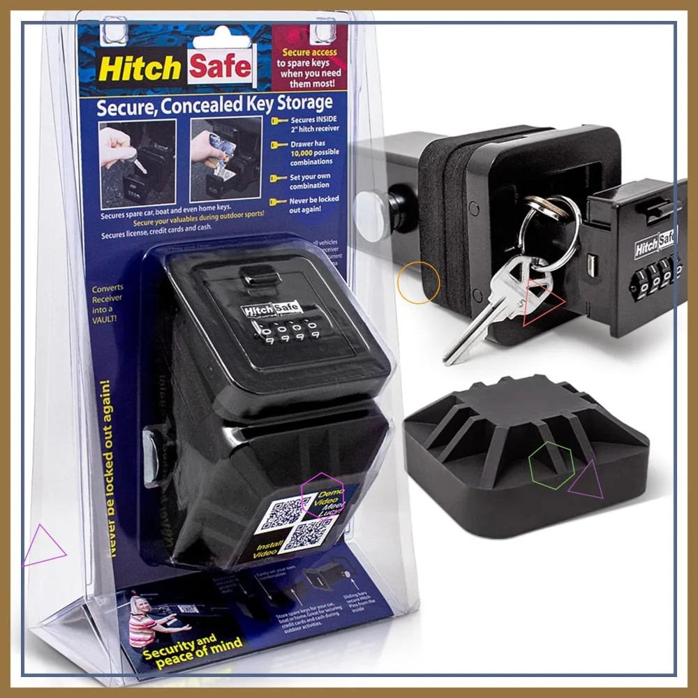 

Hidden Trailer Hitch Safe for Secure Key Storage | Weather Resistant with 4-Digit Lock for Cars, Trucks, SUVs