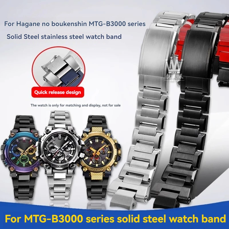 

Quick Release Stainless Steel Watch Strapfor Casio MTG-B3000 MTG B3000 Series Dragon Scale Pattern Steel End Link Strap Men