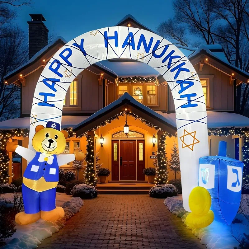 

8 футов hanukka надувная АРКА наружное украшение, надувная АРКА с медведем Dreidel золотые монеты