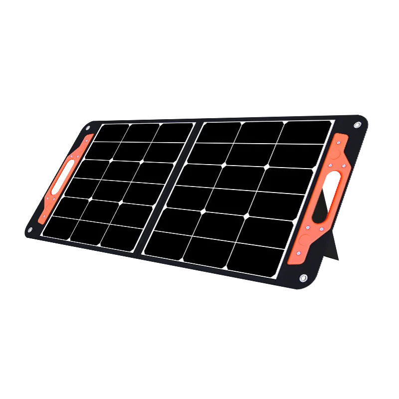 For Glory Solar High efficient 100W foldable  Solar Panel with solid plastic handle and tilt legs stand