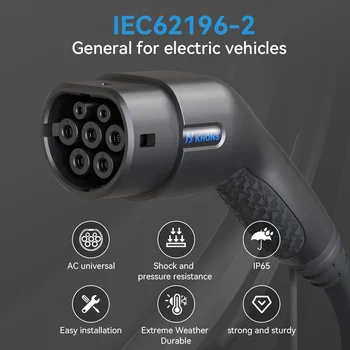 khons EV 充電器 Type2 母頭車載側 5米電纜 32A 22KW 汽車充電站 3相 11KW 22KW IEC62196-2 適用於電動車 10 最佳銷售 22千瓦壁掛式電源 - №2