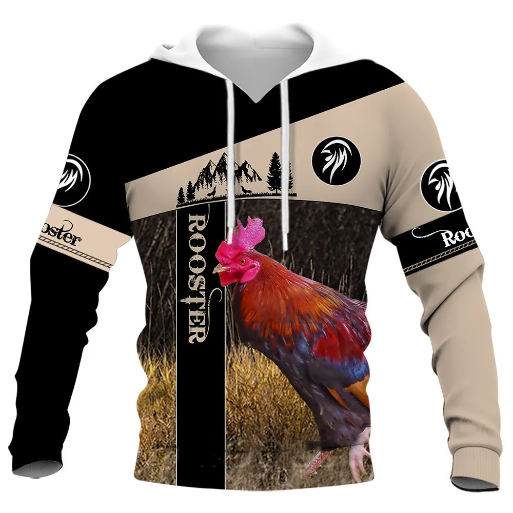 yk2 Rooster Lovers Hoodies 3D Graphic Animals Chick Splicing Hoodie Fashion Man Hip Hop Pullover Tops Harajuku Sportswear