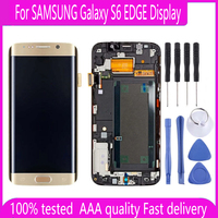 5.1'' super AMOLED LCD For SAMSUNG Galaxy S6 EDGE Display Digitizer Touch Screen For S6 Edge G925F G925 LCD With Burn Shadow