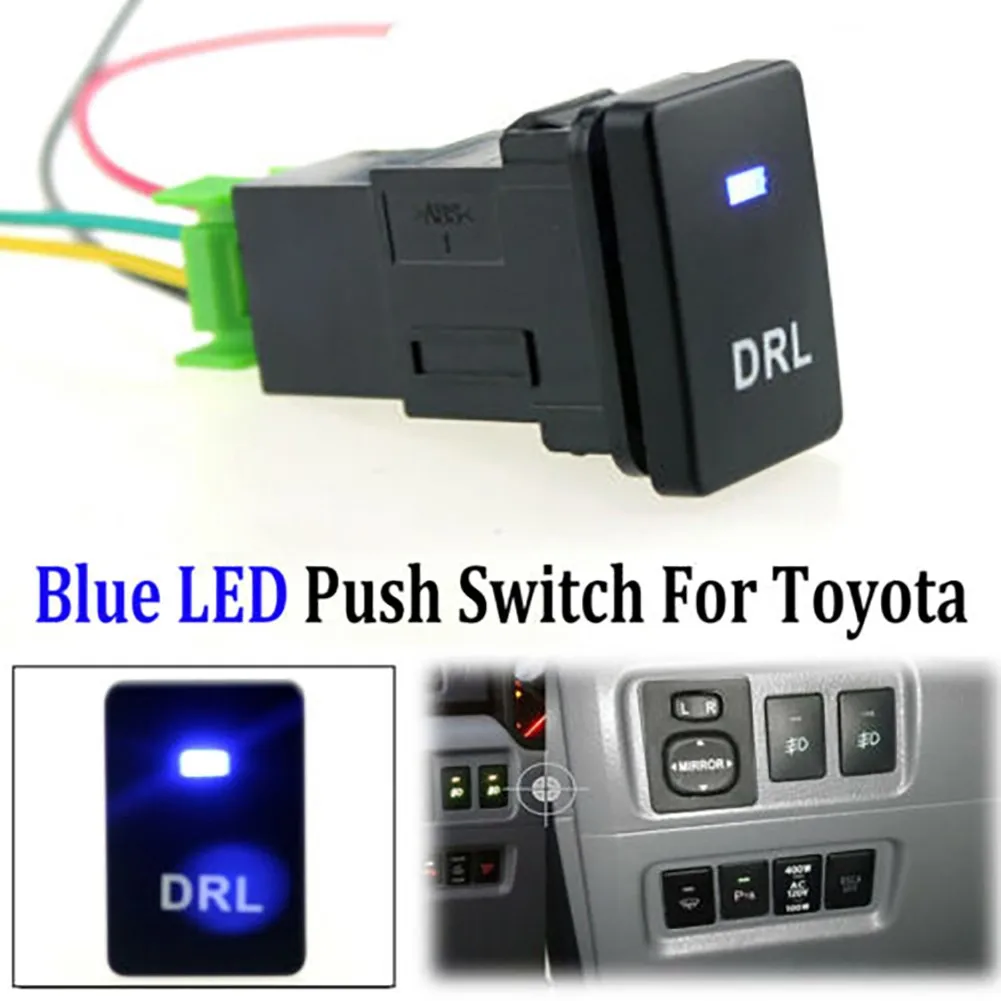 Practical Quality Push Switch LED Light Bar 1pc Paking Lights 2-LED Plastic Blue Power Lights For 2015-UP Hilux