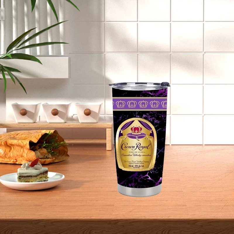 1 قطعة 20 أوقية كراون رويال ويسكي تحت عنوان الفولاذ المقاوم للصدأ، مانعة للتسرب، معزولة، غير قابلة للانزلاق، مقاومة للكسر، مثالية لعيد الميلاد