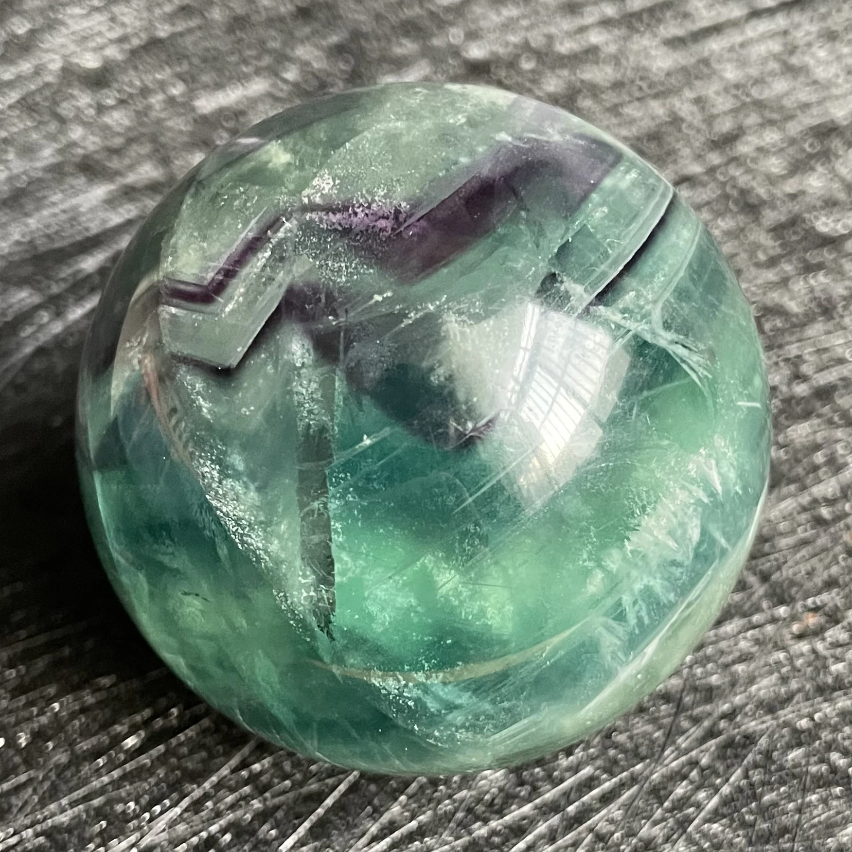 292g Natural Feather Fluorite Rock Polished Crystal Ball Quartz Sphere Feng Shui Decoration Gift Reiki Healing w8