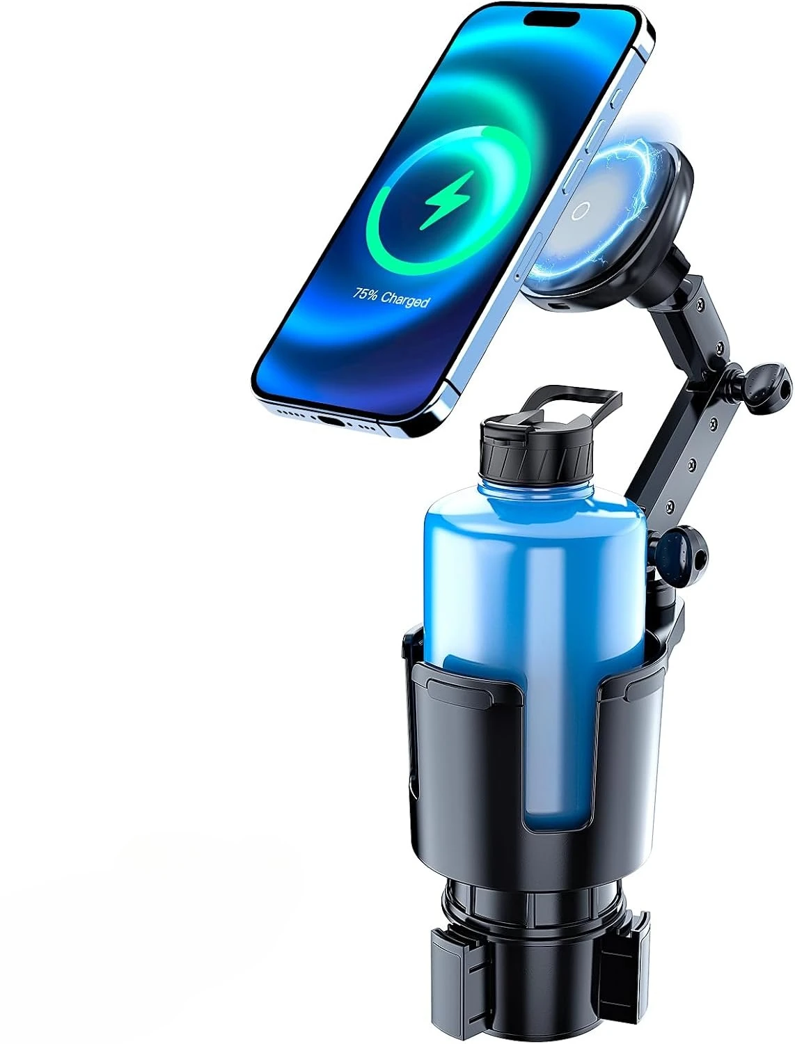 Magnetic Cup Holder Charger, 360° Rotating Wireless Magnetic Car Charger, Fast Charging Phone Holder for iPhone 17 16 15 Samsung