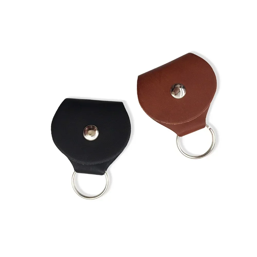 1 PC Top Quality Guitar Pick Holder Genuine Leather Guitarra Plectrum Case Bag Keychain Shape Guitar Accessories