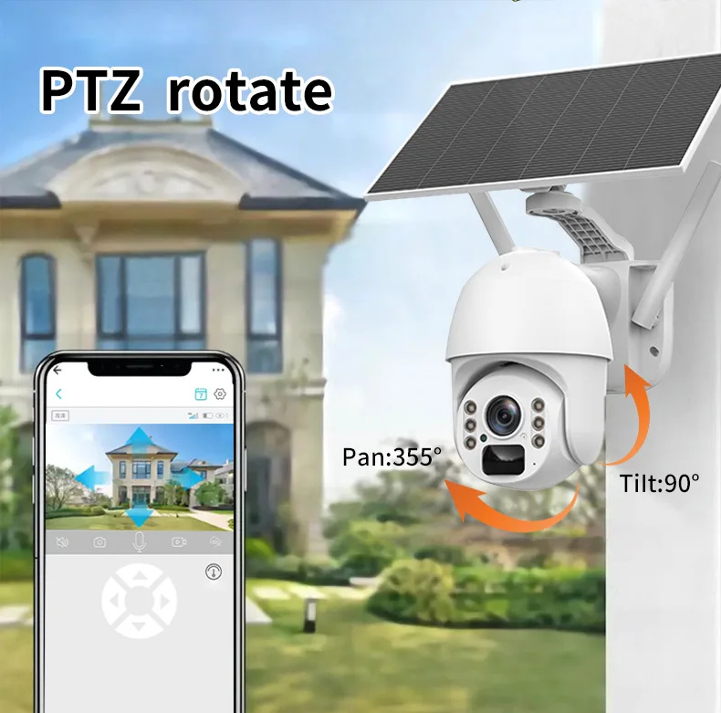 VSA V3 4G Solar smart camera HD 5MP PTZ Smart Home Security Camera 4G Solar Powered Wide Angle Full Color Night Vision CMOS