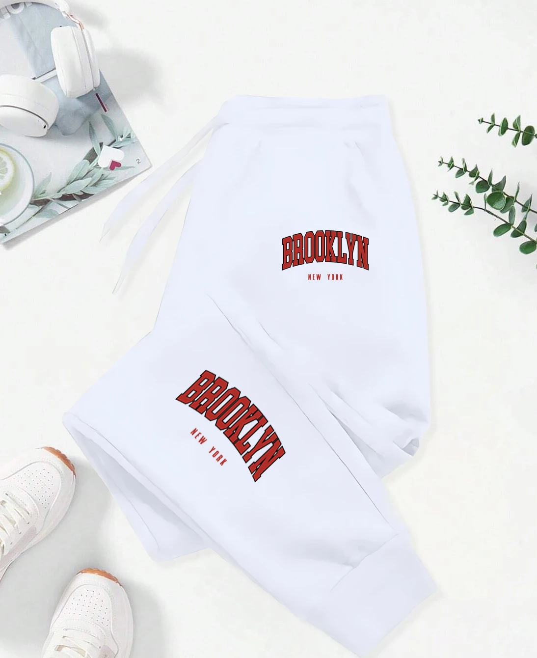 Brooklyn New York Printed Casual Fashionable Women Britches Versatile Loose Trousers With Drawstring Pockets Sweatpants Female