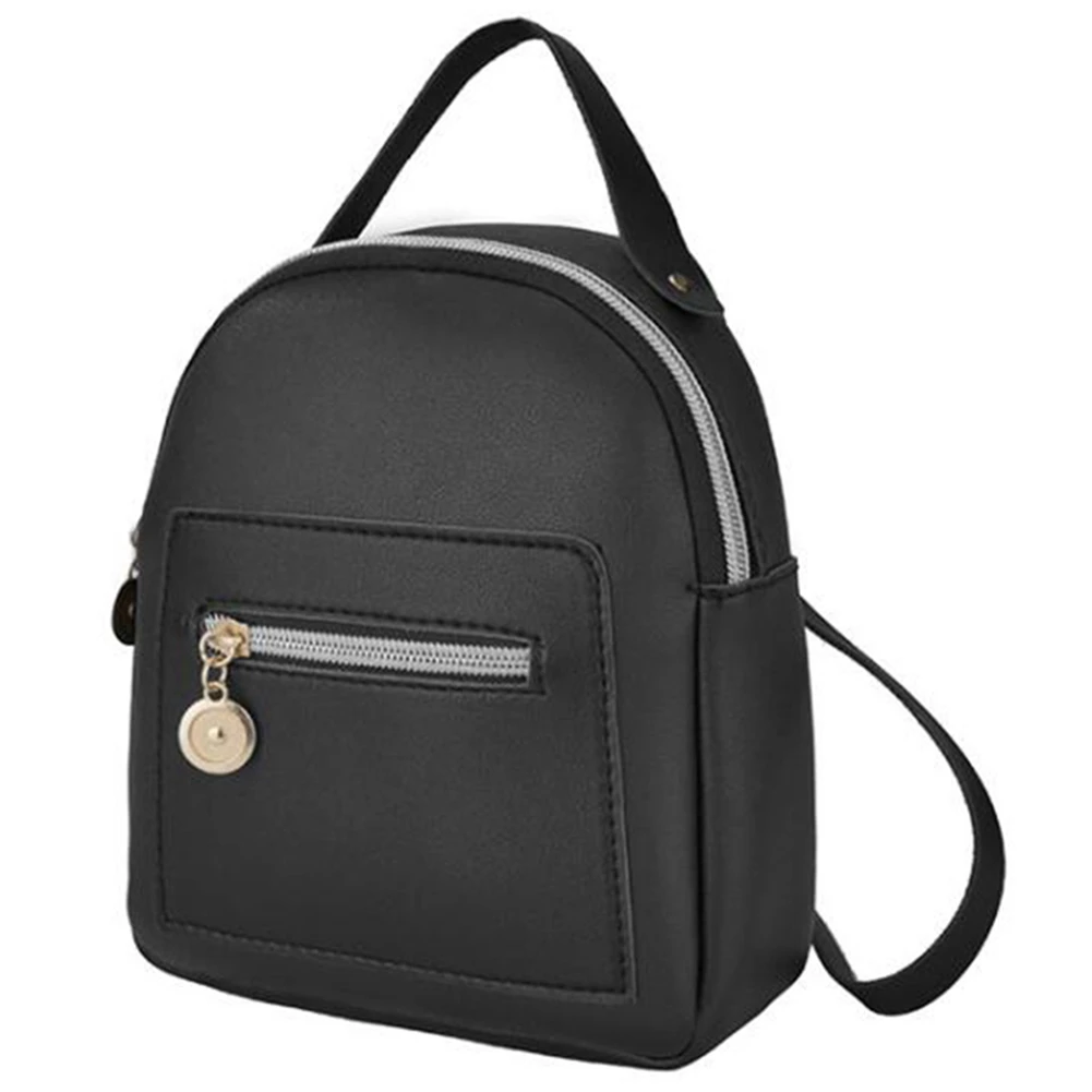 Cute Backpack for Women Leather Mini Daypacks Convertible Shoulder Bag Purse Mobile Phone Messenger Crossbody Bag,Black