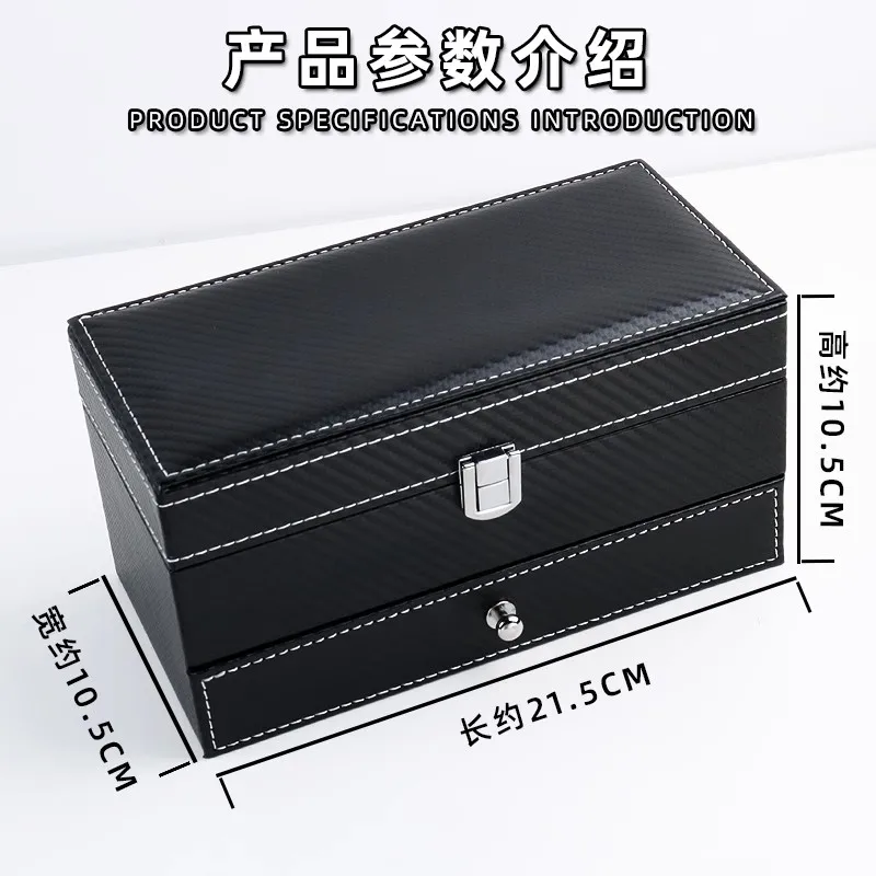 صندوق ساعة من جلد البولي يوريثان مجوهرات منظم للقرط حافظة عرض للسفر للرجال/النساء متعددة الوظائف 4 فتحات علوية مغناطيسية باللون الأسود