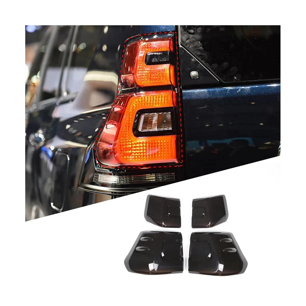 Car Smoke Black Rear Tail Lamp Shade Cover Trim Lamp Hoods for Toyota Land Cruiser Prado FJ150 150 2018-2022