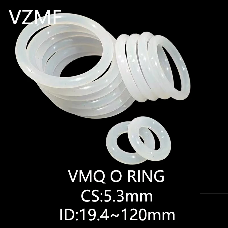 

VMQ O RING CS 5.3mm ID 19.4~120mm White Silicone Sealing Ring Food Grade Silicone Insulation Shape Sealing O-ring Silicone Ring