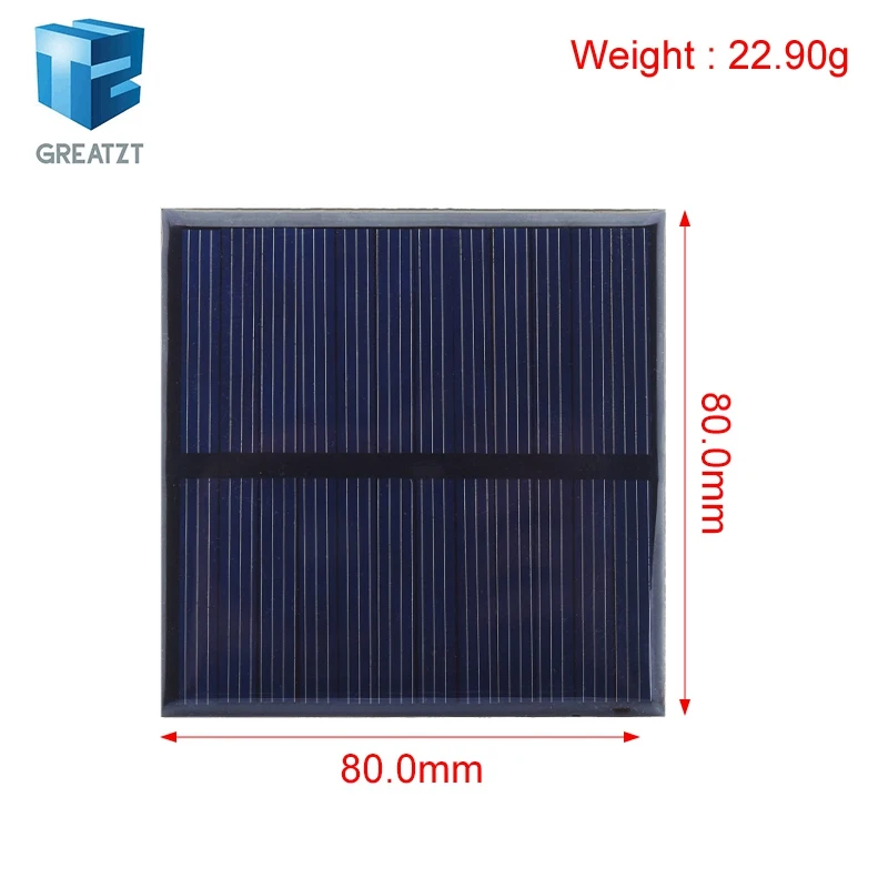 GREATZT 6V 150mA 0.9W Solar Panel Polycrystalline 80*80MM Mini Sunpower Solar System DIY for Battery Cell Phone Charger
