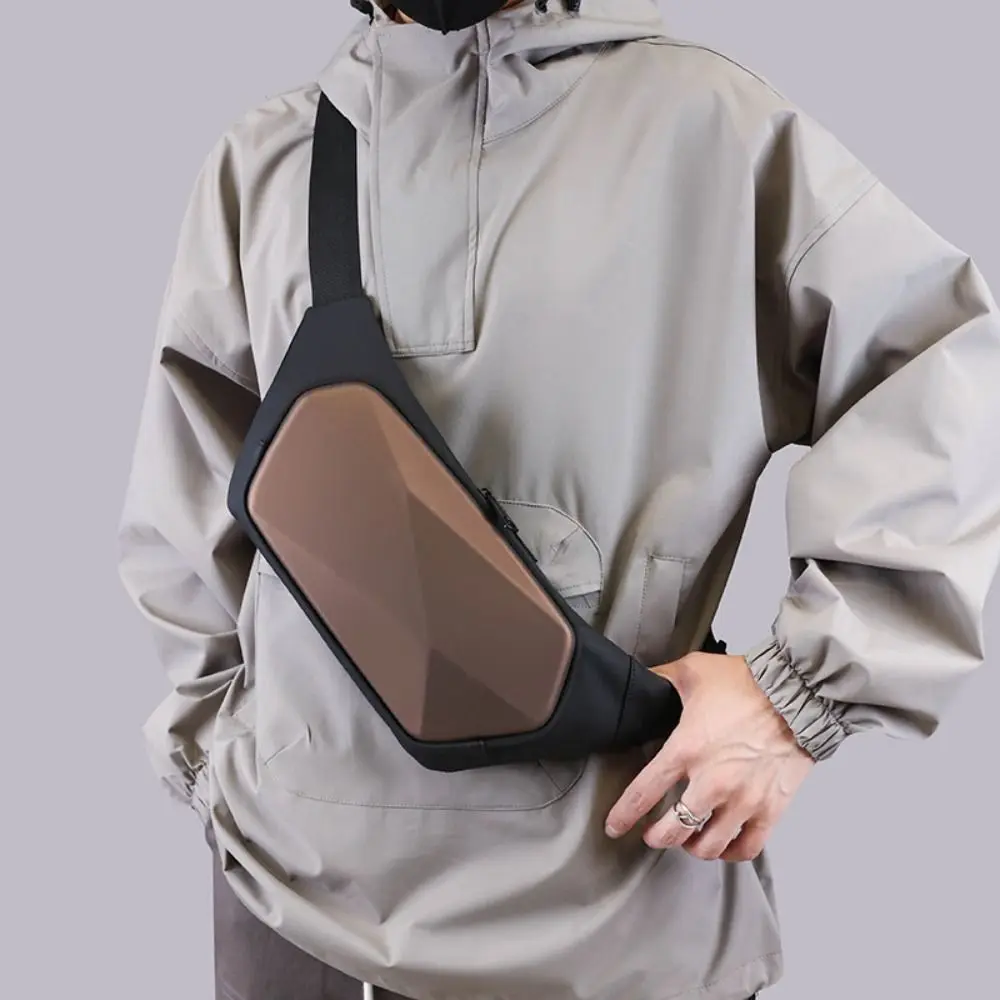 Portable Waterproof Men's Chest Bag Oxford Cloth Color Contrast Crossbody Bag Argyle Stylish Sports Shoulder Bag Travel