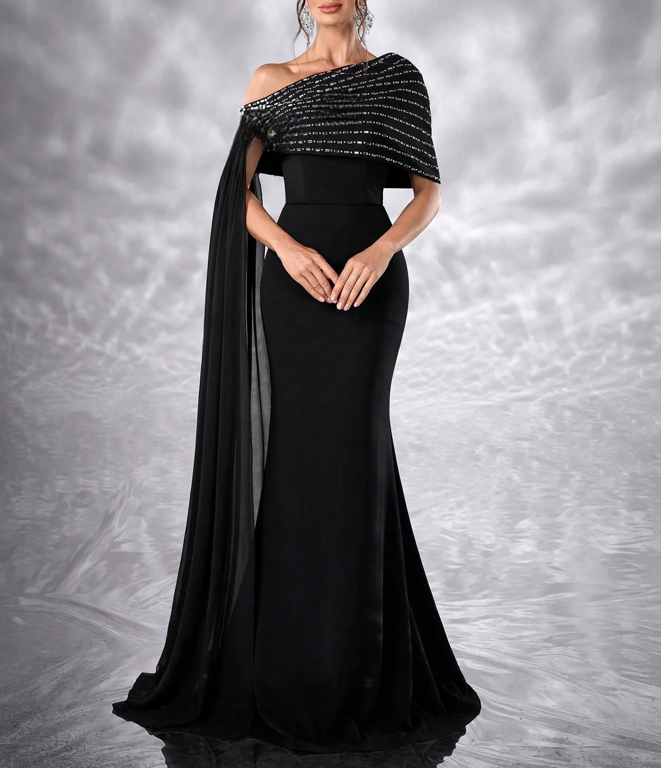 Adore personalizado temperamento elegante novo conjunto de ombro inclinado com diamantes banquete socialite ocasião especial vestido de noite