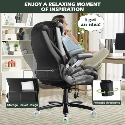 Big & Tall Office Chair 650lbs, Adjustable Lumbar Airbag, Extra Wide, Heavy Duty Gaming Chair