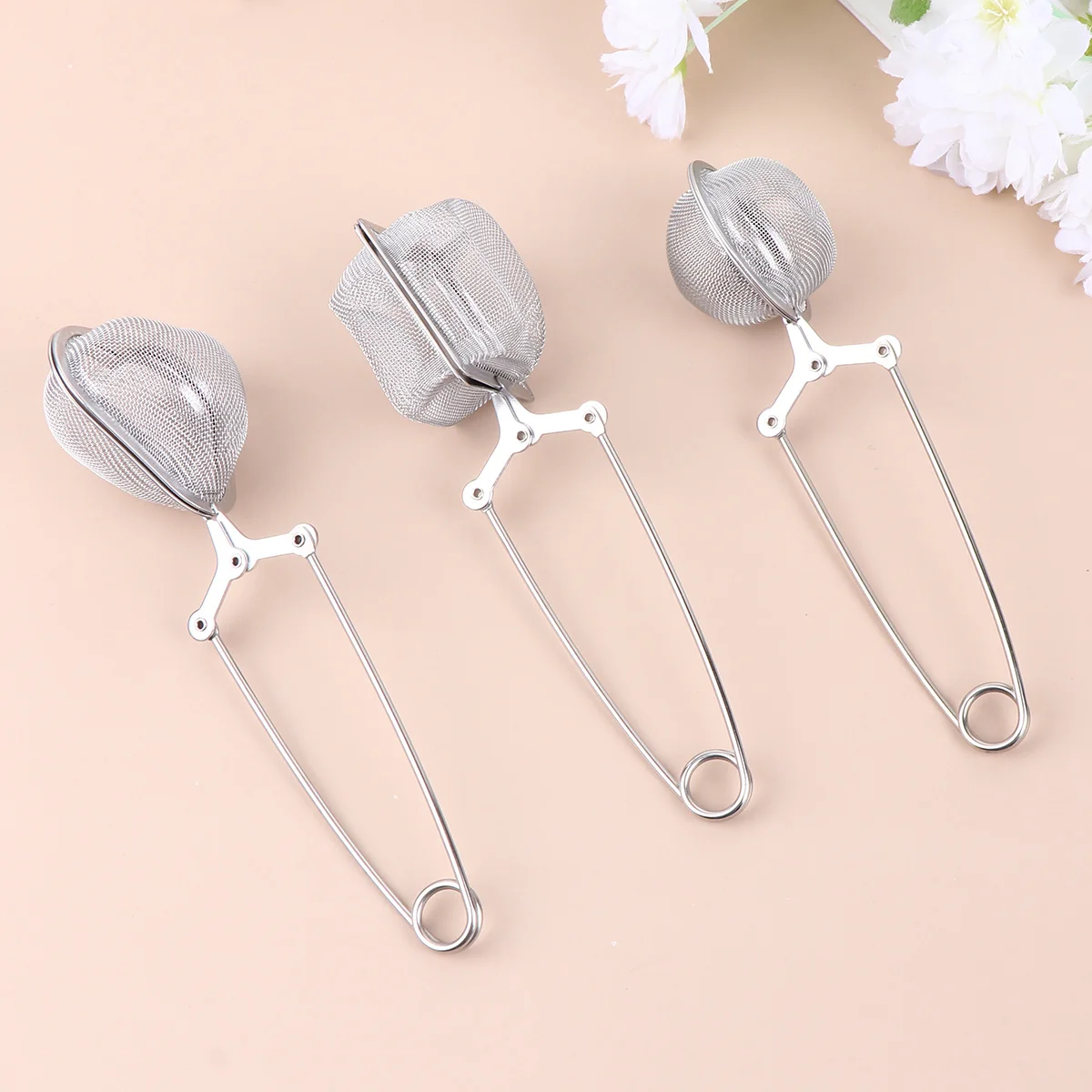

3Pcs Stainless Steel Tea Strainer Premium Reusable Mesh Filter for Loose Leaf Tea Long Handle Easy Clean Kitchen