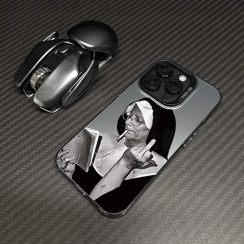 Smoking Nuns Art Aesthetic Phone Case For iPhone 16 15 14 13 12 11 Pro Max Mini XS X XR SE 7 8 Plus Soft Cover