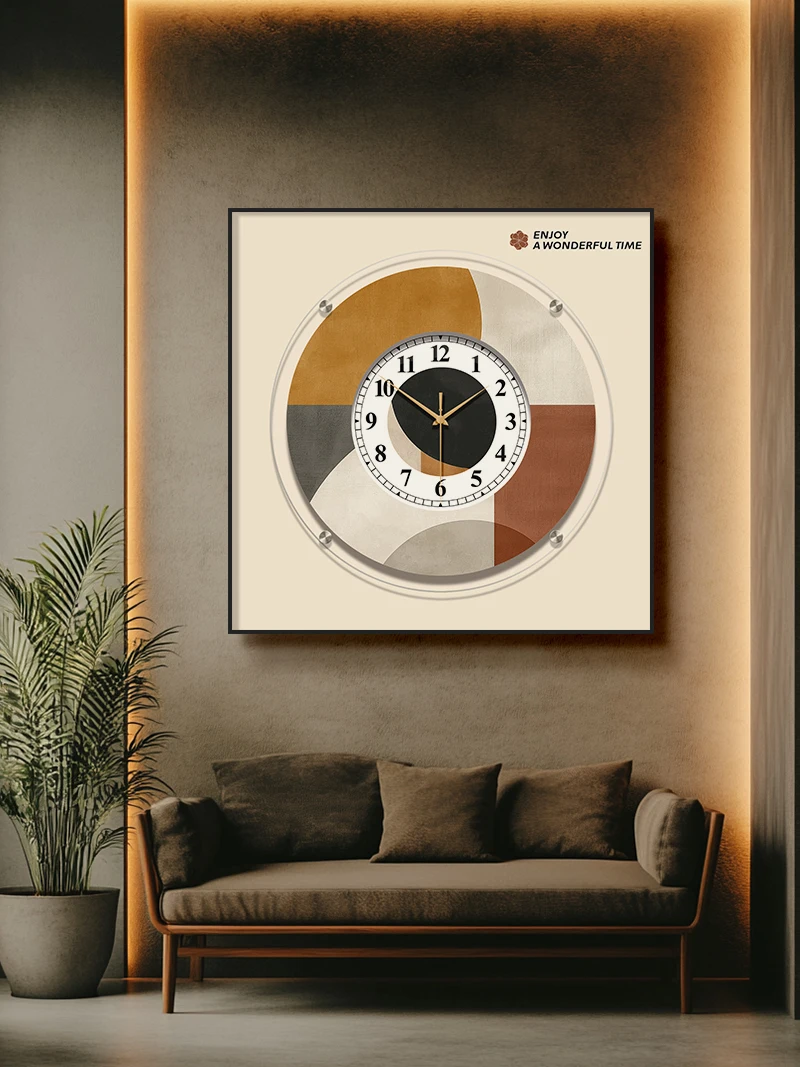 3D Double-Layer Wall Clock Creative High-End Acrylic Silent Clock with Abstract Art Design - Desktop Decor Ornament