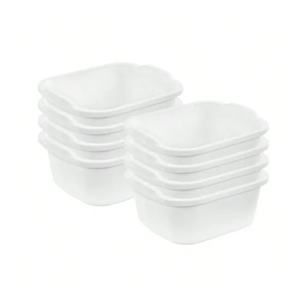 Basin With Molded Handles For Kitchen, 12 Quart, Stackable Plastic Containers For Laundry Storage, Soaking And Washing Kitchen