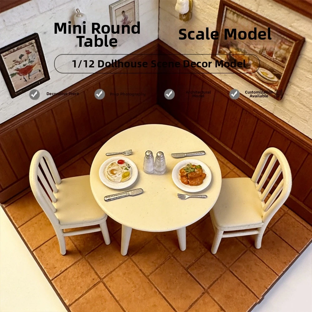 

1:12 Dollhouse Miniature Furniture Mini Multistyles White Dining Table Chairs Model Pretend Play Toys