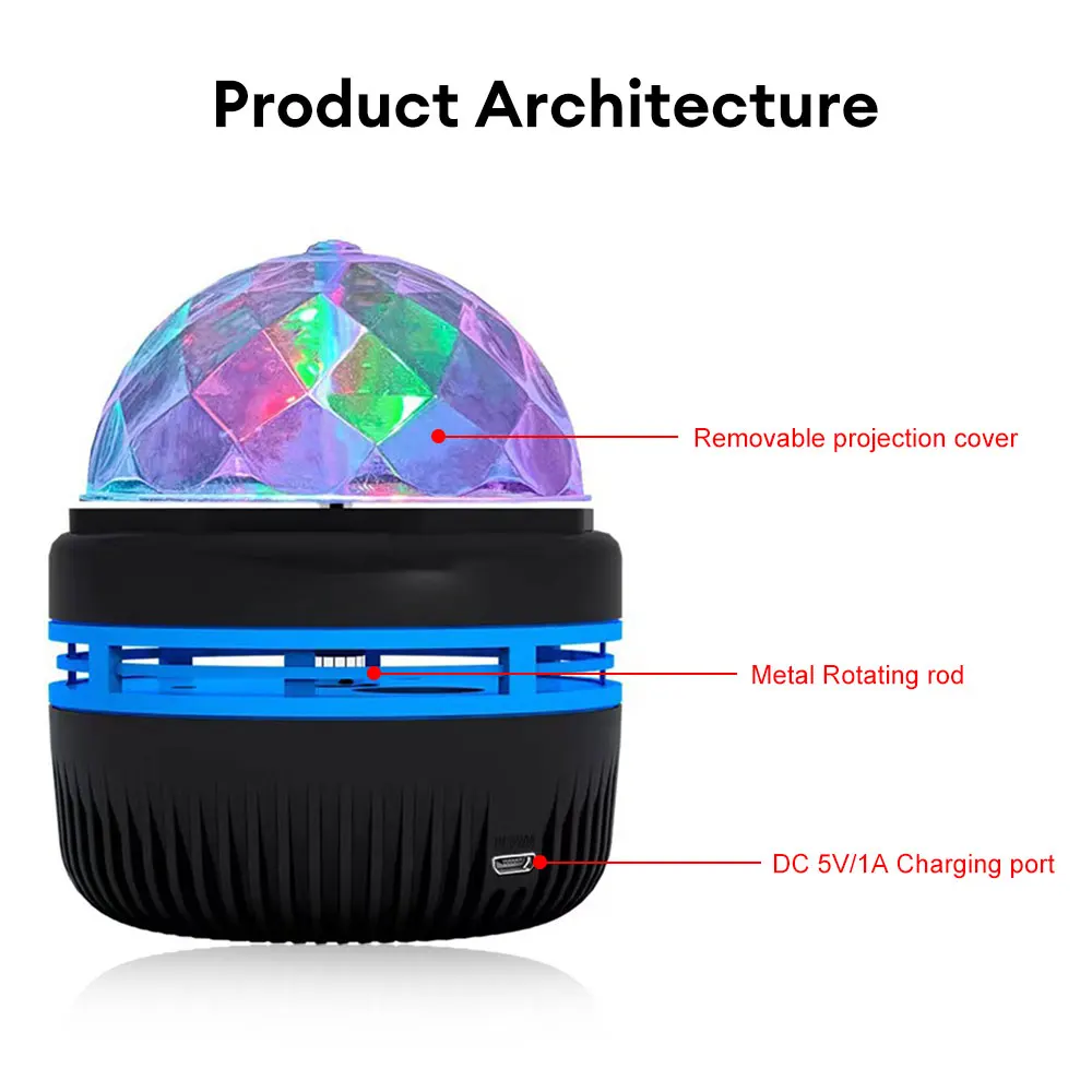 Rotating Crystal Magic Ball Stage Lamp Remote Control Sky Projection Lamp Moon Colorful Atmosphere Lamp Aurora Night Light