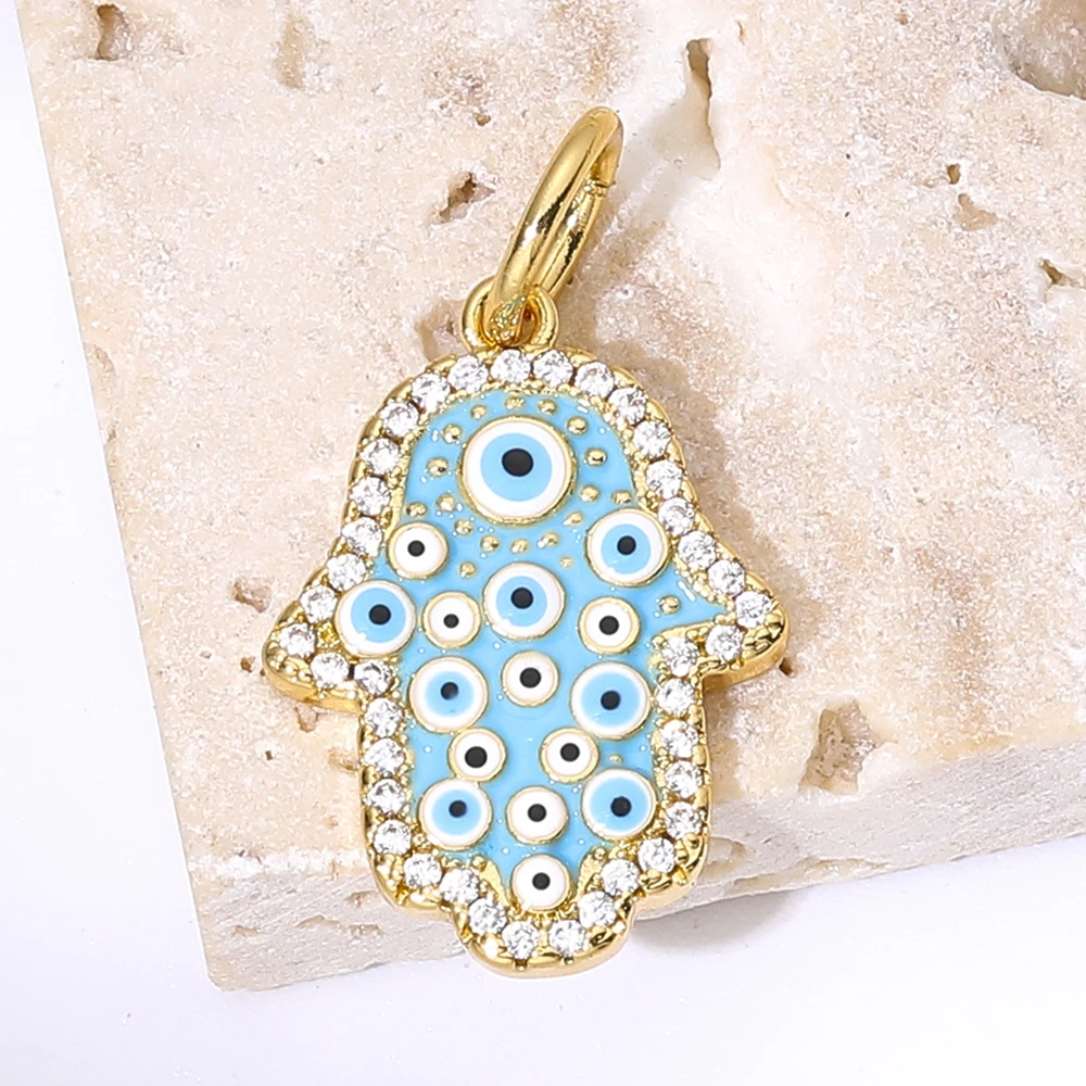 Juya Handwerk Bunte Emaille Anhänger Hausschuhe Hamsa Fatima Türkische Griechische Bösen blick Charms Für DIY Mode Schmuck Machen – Detail 26