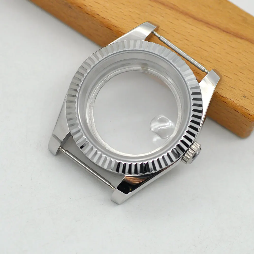 Corgeut 36mm/39mm silver case sapphire glass date window fit NH35 NH36 NH34 ETA2836 Miyota8215 821A Mingzhu DG2813 3804 movement