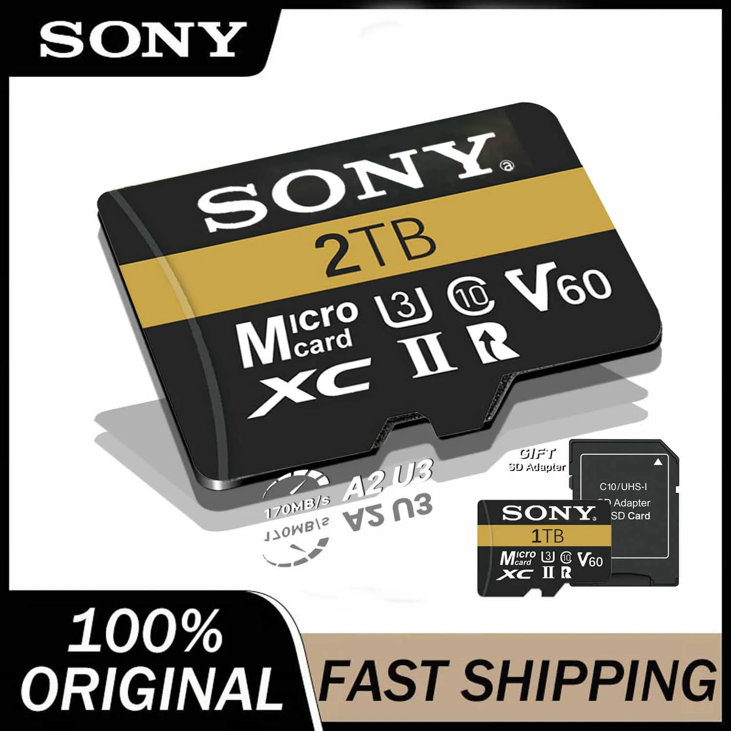 

Карта памяти Sony Micro SD 2 ТБ, 128 ГБ, U3 V60, TF-карта для телефона, дрона, Nintendo Switch, высокоскоростные флэш-карты TF 256 ГБ, 512 ГБ, 1 ТБ