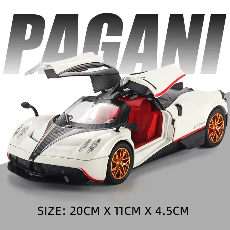 1/24 Pagani Huayra Dinastia Diecast Alloy Car Model Toys 4 Door Opened Sound And Light Pull Back Sports Vehicles For Child Gifts