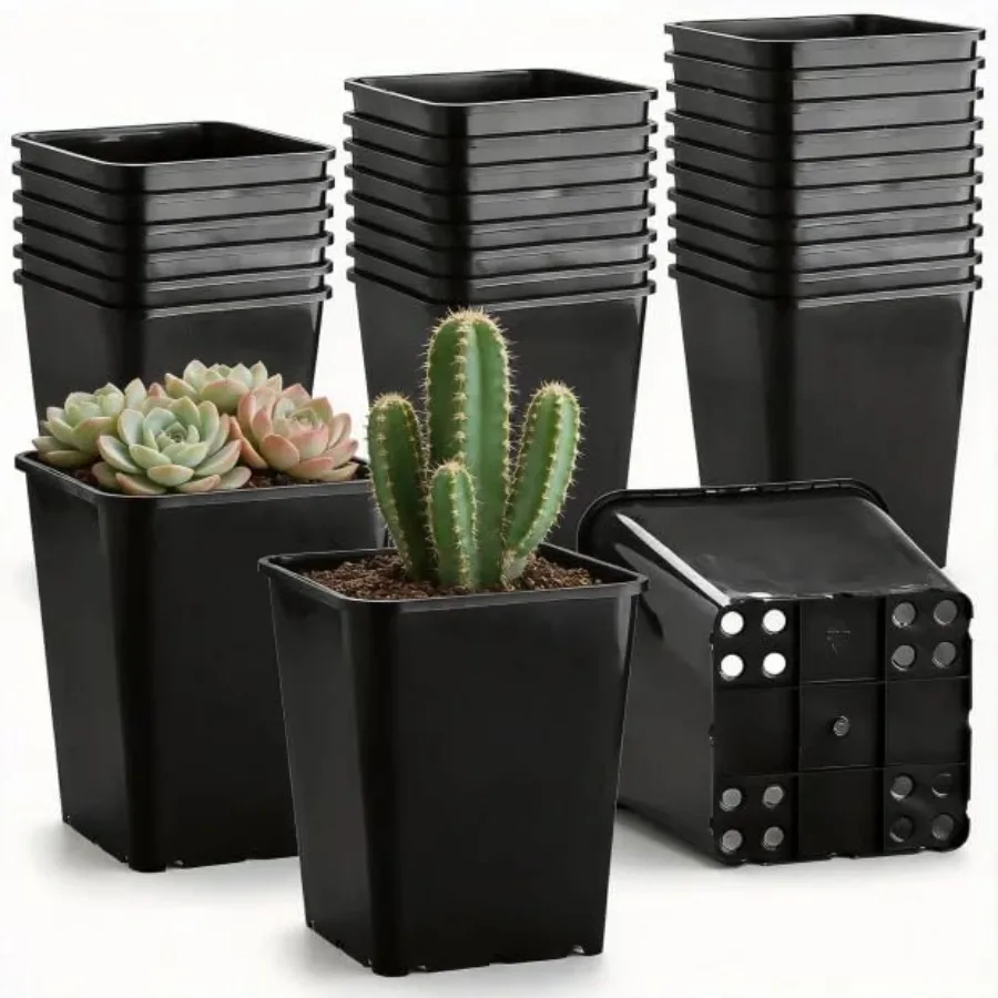

Nursery Pots 6 Inch 40 Pcs, Plastic Seed Starting Pot with Drainage Holes, Sturdy Seedling pots for Planting, Cuttings